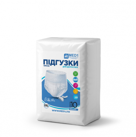 Купить Трусы-подгузники для взрослых при недержанные мочи одноразовые MED1-WC02, размер XХL (10 шт. в упаковке) (MED1-WC02XХL10). Изображение №1