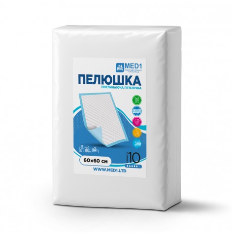 Купить Медицинская одноразовая впитывающая пелёнка MED1-WC03, размер 60×60 см (10 шт в упаковке) (MED1-WC03606010). Изображение №1