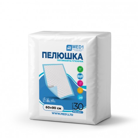 Купить Медицинская одноразовая впитывающая пелёнка MED1-WC03, размер 60×90 см (30 шт в упаковке) (MED1-WC03609030). Изображение №1