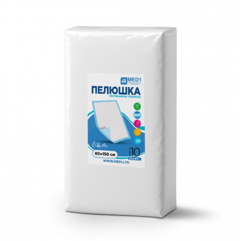 Купить Медицинская одноразовая впитывающая пелёнка MED1-WC03, размер 80×150 см (10 шт в упаковке) (MED1-WC038015010). Изображение №1